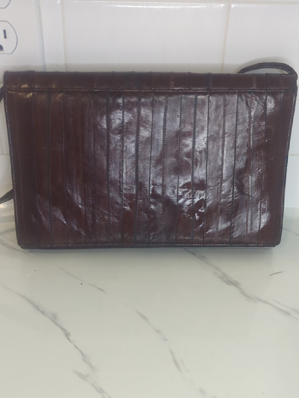 Genuine Vintage Leather Crossbody Bag - Dark Brown